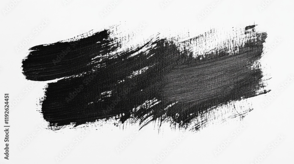 Poster black brushstroke abstract art on white canvas background for creative design and textured artwork