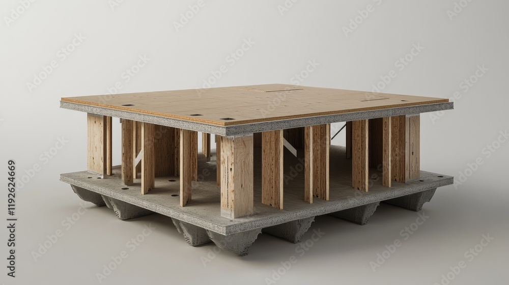 Poster Bonding of reinforcement and assembly of formwork timber for concrete structure construction.