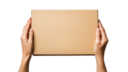 Hands Holding a Cardboard Box - Ready for Delivery