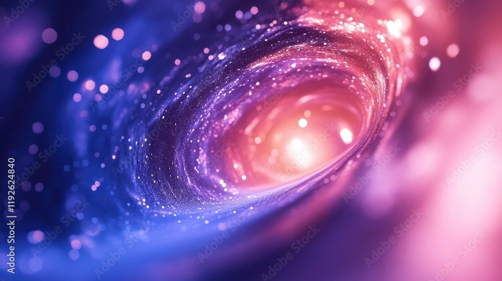 Poster Vibrant cosmic vortex with bokeh light effects creating a dreamy and ethereal atmosphere in deep space colors.