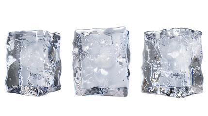 Obraz premium Three Ice Cubes in a Stunning Display of Crisp, Cool Clarity