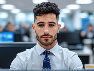 Obraz premium professional man in formal shirt and tie working in modern office environment