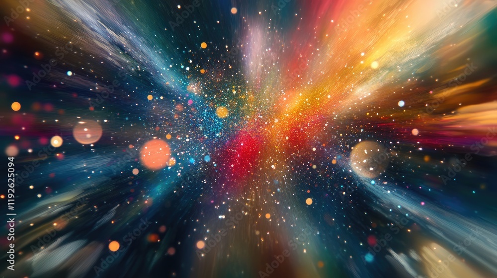 Leinwandbilder Abstract burst of vibrant bokeh lights creating a colorful background with depth and movement perfect for artistic and festive themes