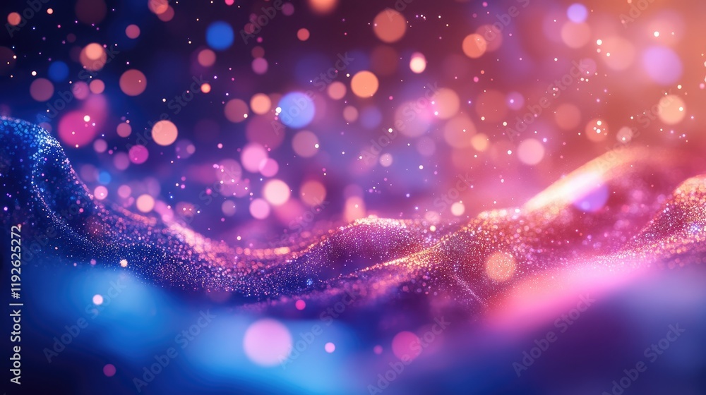 Aufkleber Colorful bokeh background with glowing lights and shimmering particles creating a dreamy abstract aesthetic for design and decoration.