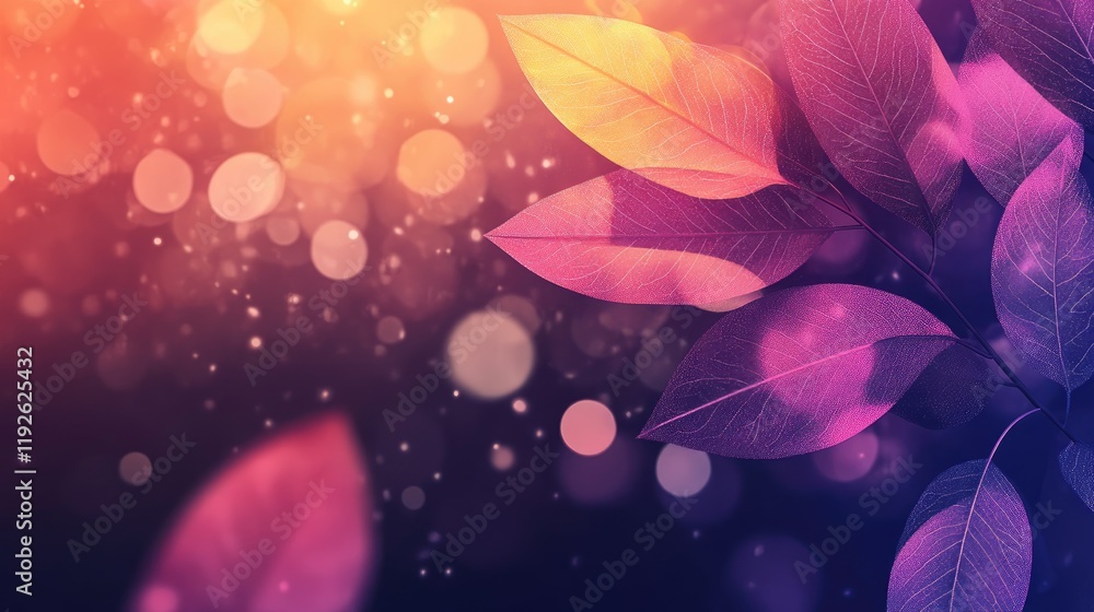 Aufkleber bokeh leaf background with vibrant colors creating a dreamy atmosphere for website banners or decora