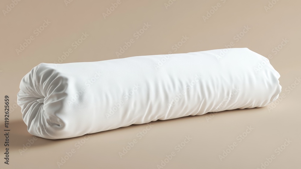 Aufkleber rolled bolster pillow covered with a white pillowcase isolated on a soft background for home decor o