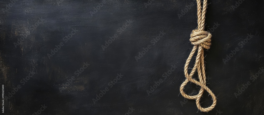 Poster black chalkboard background featuring decorative rope knot with ample copyspace ready for personaliz