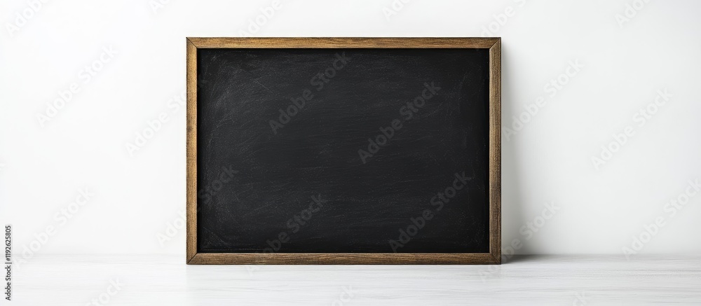 Poster Black Chalkboard Frame Mockup on Clean White Background for Custom Text and Creative Designs with Blank Space for Personalization