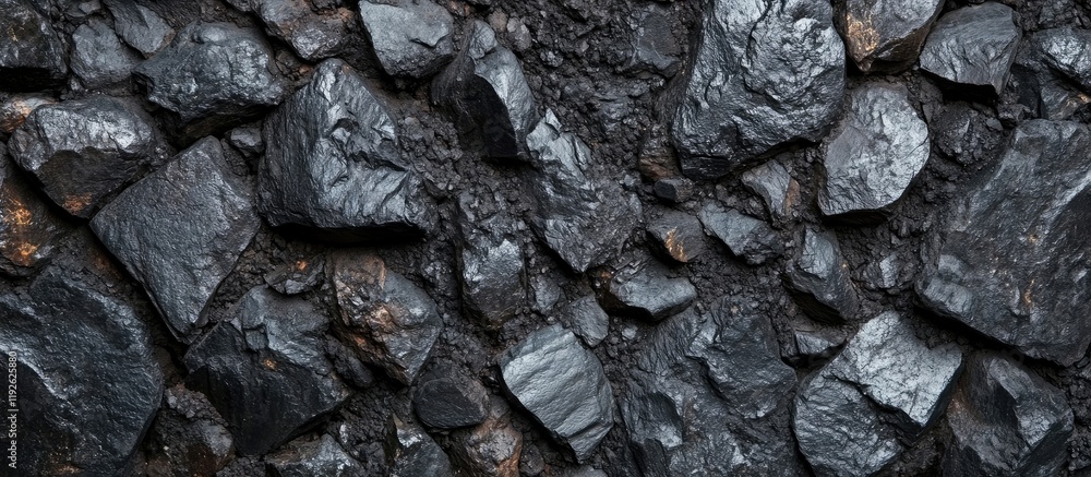 Aufkleber Black Coal and Anthracite Stone Texture Background with Solid Dark Color and Empty Space for Text or Design Elements