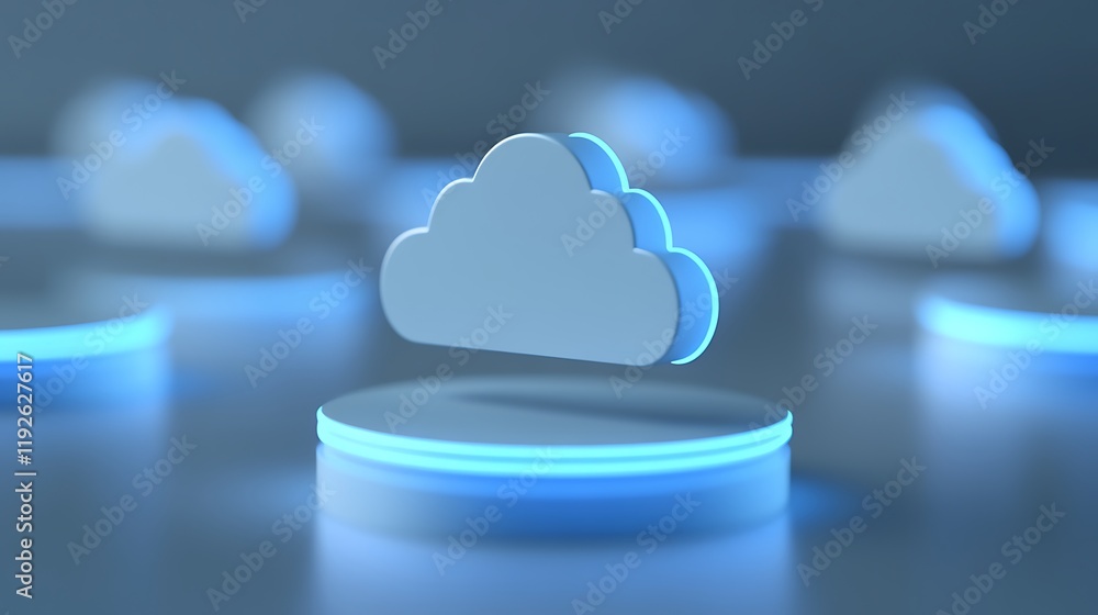 Poster abstract cloud design with soft lighting on a digital platform for technology and innovation concept