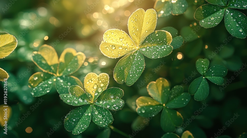 Canvas Prints Clovers with water drops.