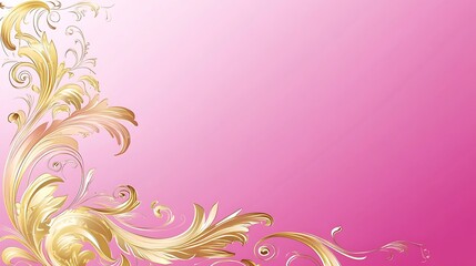 Elegant Gold Floral Design on Pink Background