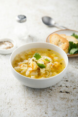 Homemade cauliflower soup in a bowl