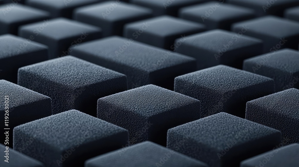 Poster studio absorber concept. abstract close-up of textured black blocks creating a modern design backgro