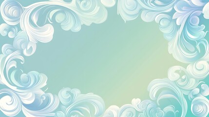 Elegant swirling pastel blue floral frame design