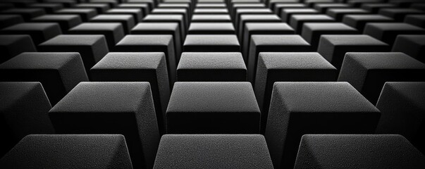 Obraz premium Studio absorber concept. Abstract black geometric pattern with textured cubes creating a modern visual design.
