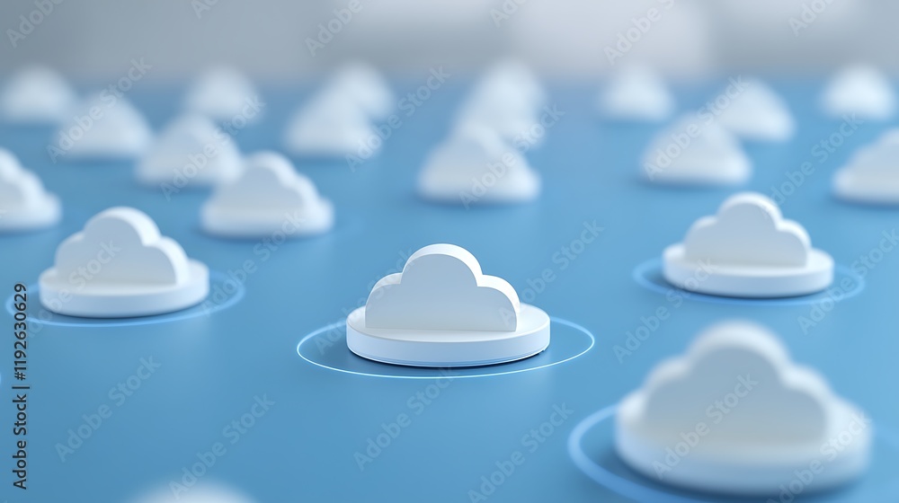Poster abstract representation of cloud technology concepts on a modern digital surface for technology them