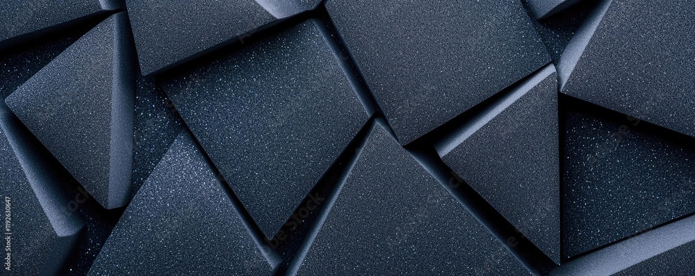 Poster studio absorber concept. intricate pattern of dark geometric shapes arranged fluidly on a textured s