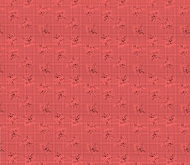 Coral plaid floral seamless pattern with subtle painted blooms&mdash;ideal for bold textiles, spring decor, wrapping paper, and creative craft designs.