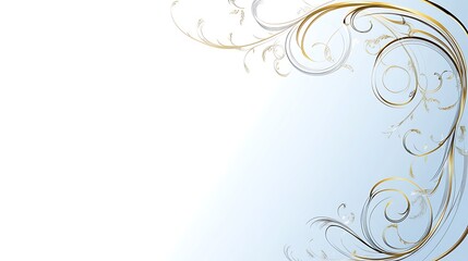 Elegant Gold Swirls And Floral Design On Blue