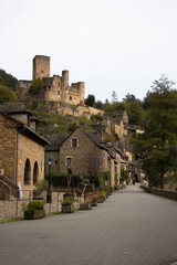 Scenic View of Belcastel Castle and Village Streets in Occitanie, France