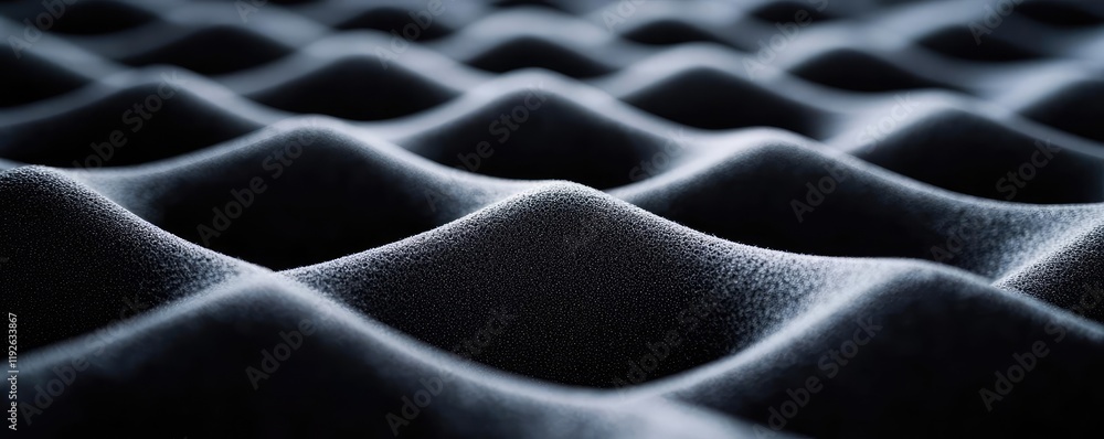 Poster studio absorber concept. abstract close-up of dark textured fabric with wavy patterns and shadows.