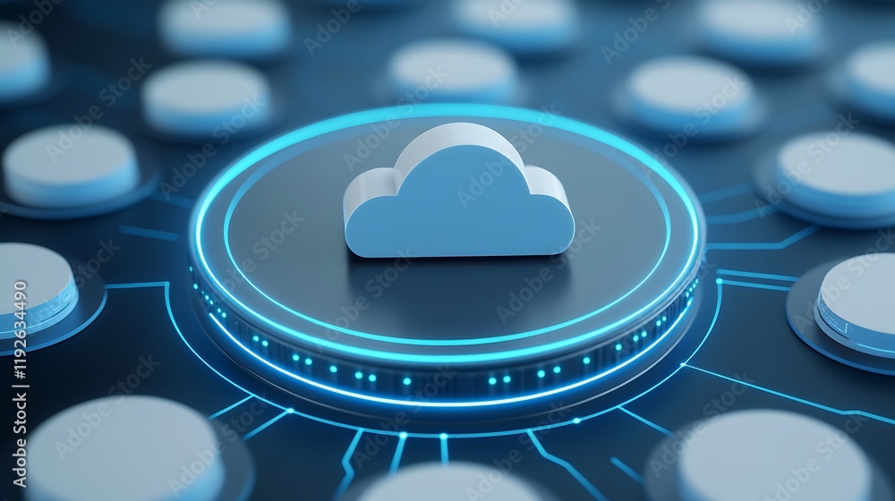 Aufkleber cloud computing concept with digital circuit in blue and gray color scheme for technology illustrati