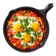 Shakshuka isolated on a white background.