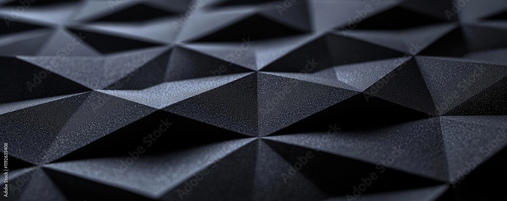 Poster studio absorber concept. abstract black textured surface with a geometric pattern of raised triangle
