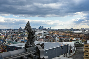 清洲城から眺める城下町の風景