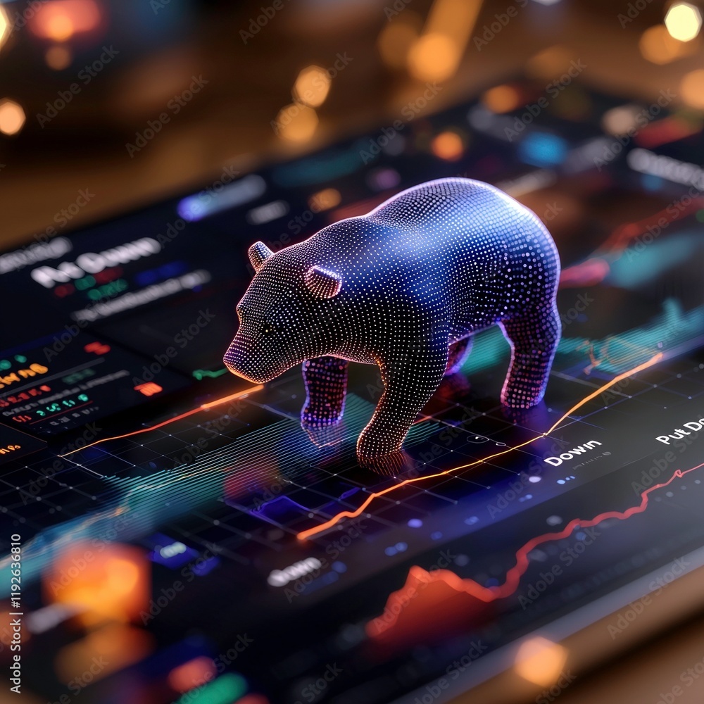 Poster innovative stock trading interface digital workspace visual data representation futuristic environme