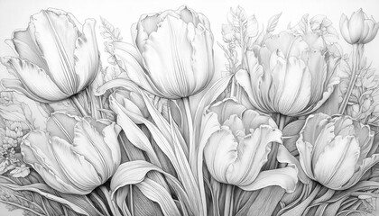 Coloring sketch of flower field, number 55