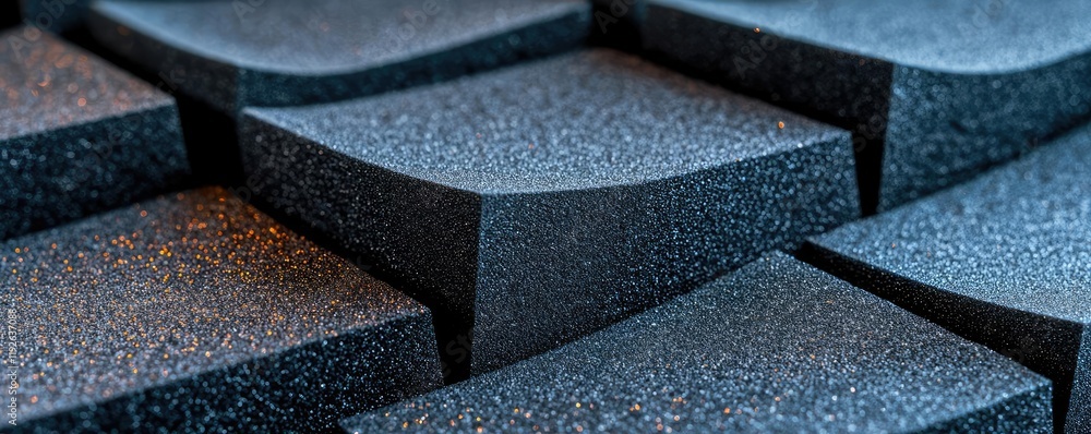 Poster studio absorber concept. close-up view of textured black rubber surface with wave patterns for indus