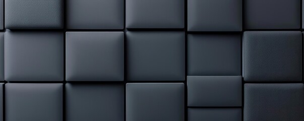 Fototapeta premium Studio absorber concept. Stylish black wall panels creating a modern and elegant interior design vibe.