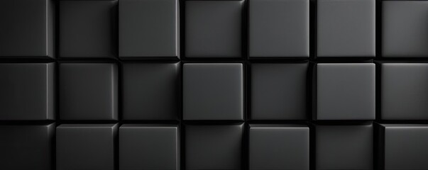 Fototapeta premium Studio absorber concept. A modern black tile pattern with geometric shapes and smooth surfaces.