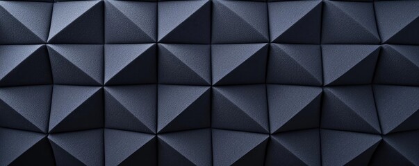 Studio absorber concept. Abstract geometric pattern with three-dimensional pyramid shapes on a dark surface.