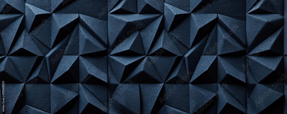 Poster studio absorber concept. elegant dark geometric paper background with textured 3d triangular shapes.