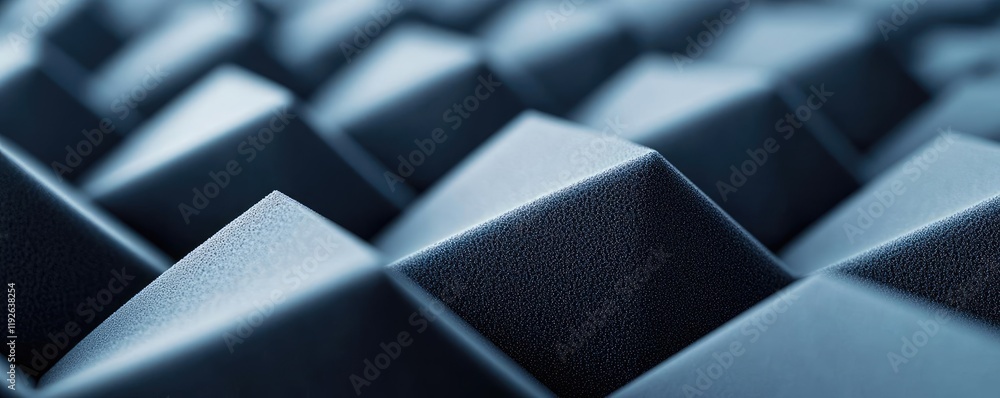 Poster studio absorber concept. close-up view of a textured blue surface with geometric patterns for modern