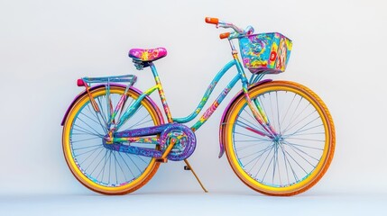 Fototapeta premium Colorful bicycle with basket.