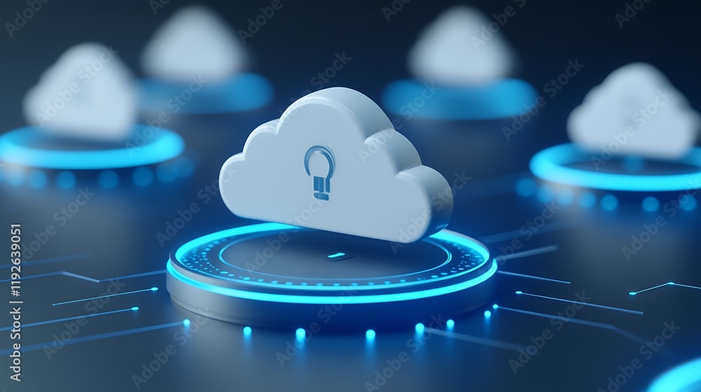 Aufkleber conceptual cloud computing security with digital elements for modern technology and data protection 