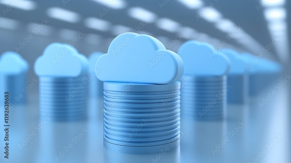 Poster conceptual representation of cloud storage and data management in a modern digital environment