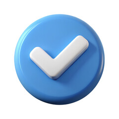 Blue verified icon 3d rendering illustration icon. Plastic cartoon style