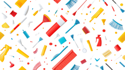 Colorful Cleaning Supplies Pattern Design
