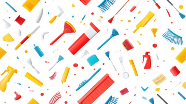 Colorful Cleaning Supplies Pattern Design