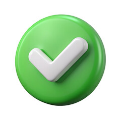 Green verified icon 3d rendering illustration icon. Plastic cartoon style