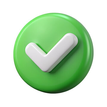 Green verified icon 3d rendering illustration icon. Plastic cartoon style