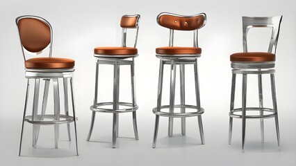 A set of chic bar stools with a clear backdrop. Concept for bar furniture.By beast01