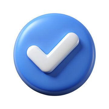 Blue verified icon 3d rendering illustration icon. Plastic cartoon style