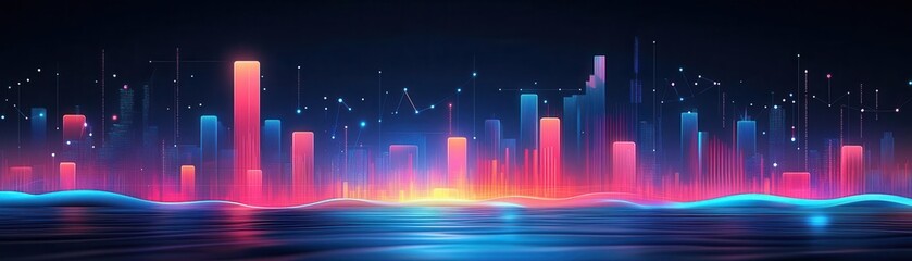 Fototapeta premium Market trend visualization analytics theme water color