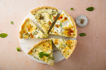 Traditional courgette quiche